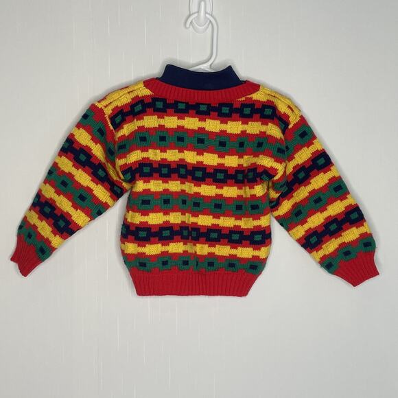 Vintage Turtleneck Grandpa Geometric Pullover Acrylic Sweater Size 24M - Picture 4 of 9